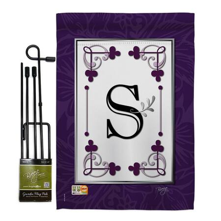 GARDENCONTROL 13 x 18.5 in. Classic S Initial Interests Simply Beauty Vertical Dbl Sided Garden Flag Set GA4099944